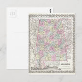 Postale Carte de l'Alabama (Devant / Derrière)