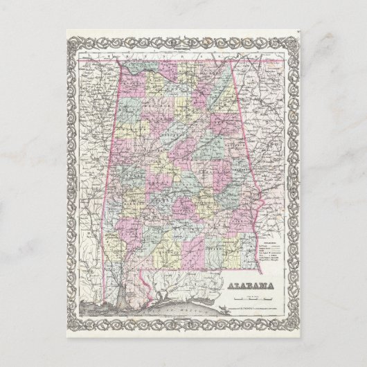 Postale Carte de l'Alabama (Devant)