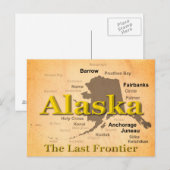 Postale Carte de l'Alaska âgée Silhouette (Devant / Derrière)