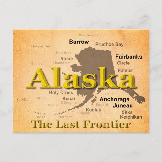 Postale Carte de l'Alaska âgée Silhouette (Devant)