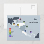 Postale Carte de l'Amérique centrale (Devant / Derrière)