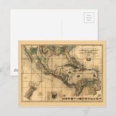 Postale Carte de l'Amérique centrale (1845) (Devant / Derrière)