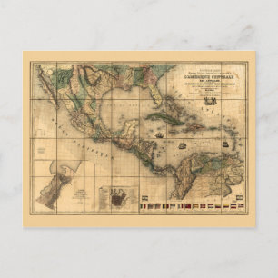 Postale Carte de l'Amérique centrale (1845)