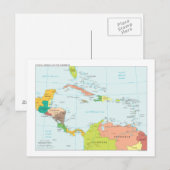 Postale Carte de l'Amérique Centrale et des Caraïbe (Devant / Derrière)
