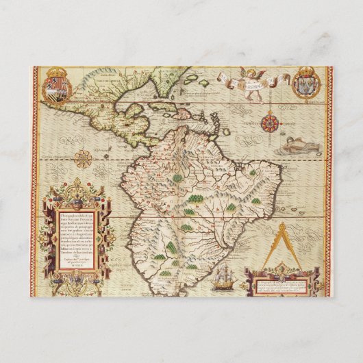 Postale Carte de l'Amérique centrale et du Sud (Devant)