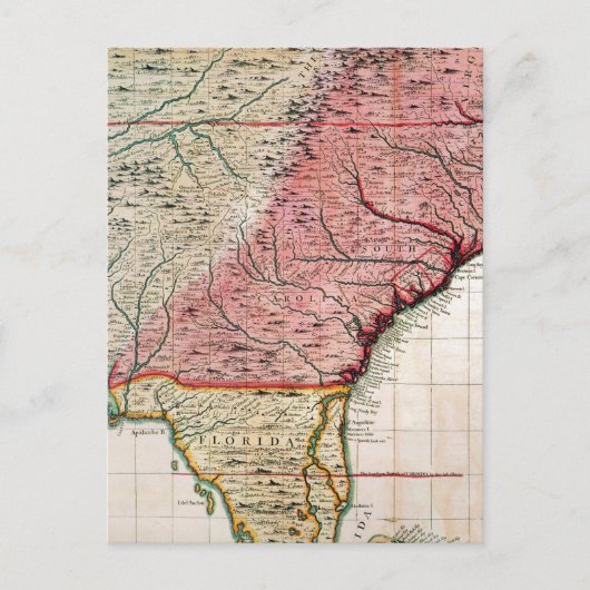 POSTALE CARTE DE L'AMÉRIQUE COLONIALE, 1733 (Devant)