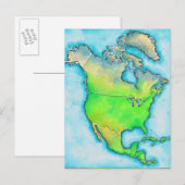 Postale Carte de l'Amérique du Nord (Devant / Derrière)