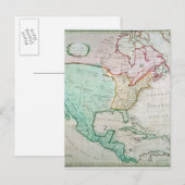 Postale Carte de l'Amérique du Nord (Devant / Derrière)