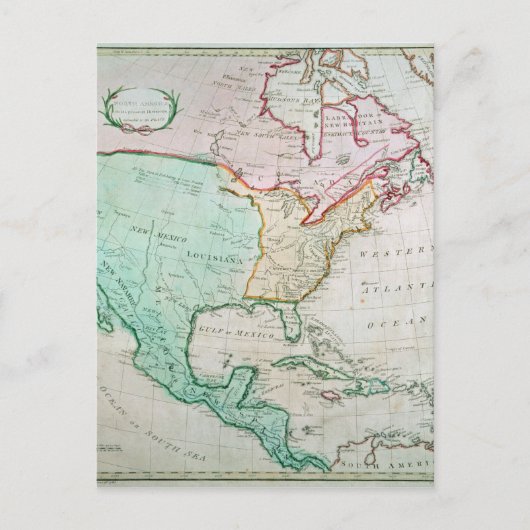 Postale Carte de l'Amérique du Nord (Devant)