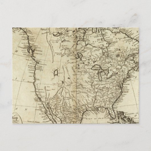 Postale Carte de l'Amérique du Nord (Devant)