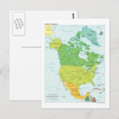 Postale Carte de l'Amérique du Nord (Devant / Derrière)