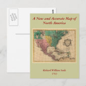 Postale Carte de l'Amérique du Nord 1763 (Devant / Derrière)