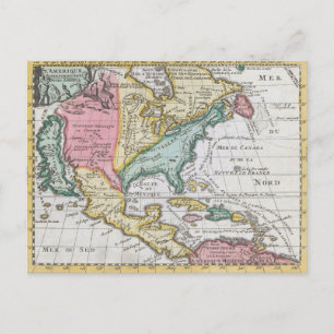 Postale Carte de l'Amérique du Nord vintage Kaart van Noor