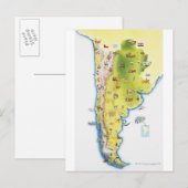 Postale Carte de l'Amérique du Sud (Devant / Derrière)