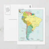 Postale Carte de l'Amérique du Sud (Devant / Derrière)