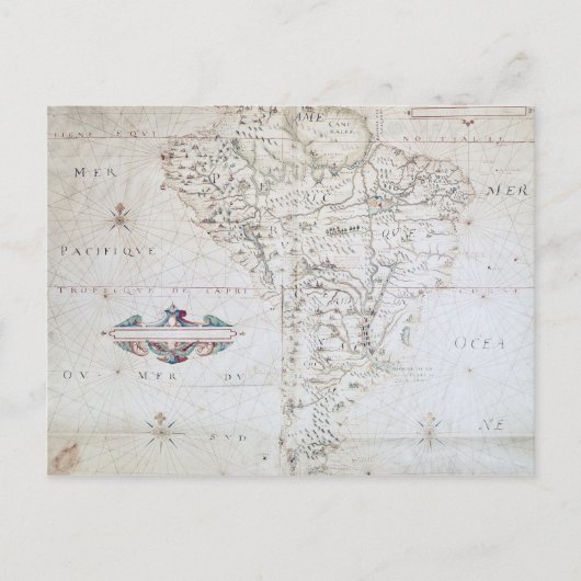 Postale Carte de l'Amérique du Sud (Devant)
