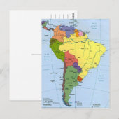 Postale Carte de l'Amérique du Sud (Devant / Derrière)