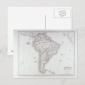 Postale Carte de l'Amérique du Sud (Devant / Derrière)