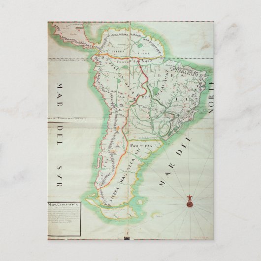 Postale Carte de l'Amérique du Sud, 1777 (Devant)
