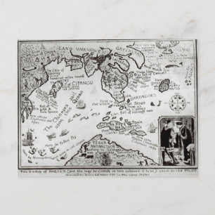 Postale Carte de l'Amérique et des directions vers la Chin