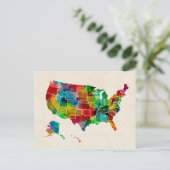 Postale Carte de l'aquarelle des États-Unis (Debout devant)