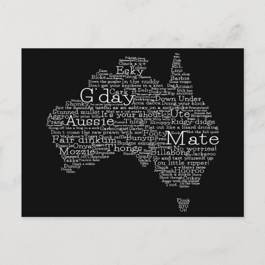 Postale Carte de l'argot australien (Devant)