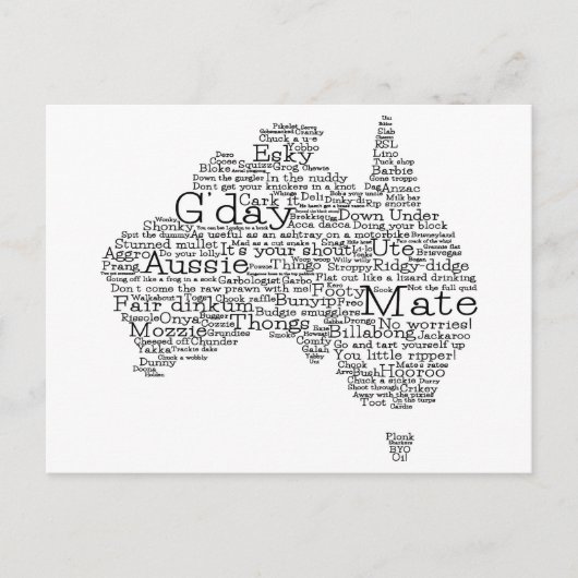 Postale Carte de l'argot australien (Devant)