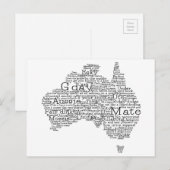 Postale Carte de l'argot australien (Devant / Derrière)