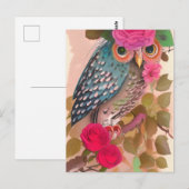 Postale Carte de l'art de la chouette a ses fleurs (Devant / Derrière)