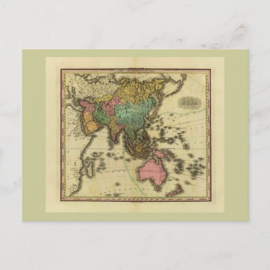 Postale Carte de l'Asie 1825 par Henry Tanner (Devant)