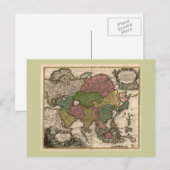 Postale Carte de l'Asie des années 1700 (Devant / Derrière)