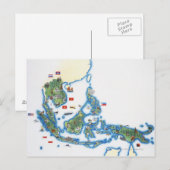Postale Carte de l'Asie du Sud-Est (Devant / Derrière)