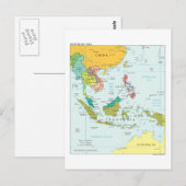 Postale Carte de l'Asie du Sud-Est (Devant / Derrière)