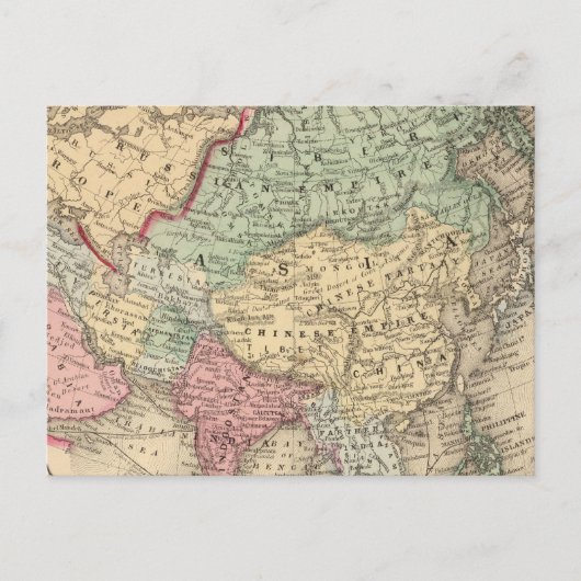 Postale Carte de l'Asie par Mitchell (Devant)