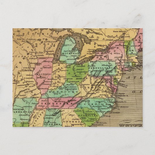 Postale Carte de l'Atlas des États-Unis, Canada (Devant)