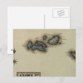 Postale Carte de l'Atlas des îles Azore (Devant / Derrière)
