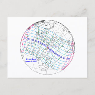Postale Carte de l'éclipse solaire totale de 2027