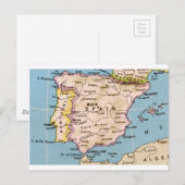 Postale Carte de l'Espagne Design Vintage (Devant / Derrière)