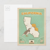 Postale Carte de l'État de Californie | L'État d'or (Devant / Derrière)