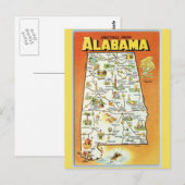 Postale Carte de l'État de l'Alabama (Devant / Derrière)