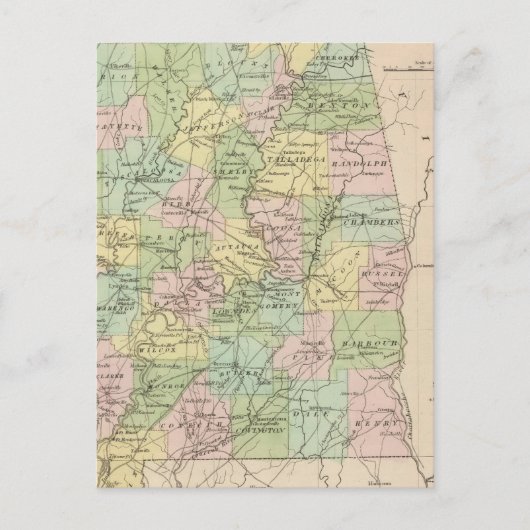 Postale Carte de l'état de l'Alabama 2 (Devant)
