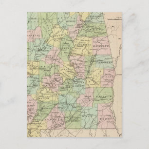 Postale Carte de l'état de l'Alabama 2