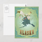 Postale Carte de l'état de l'Alaska - Vert (Devant / Derrière)
