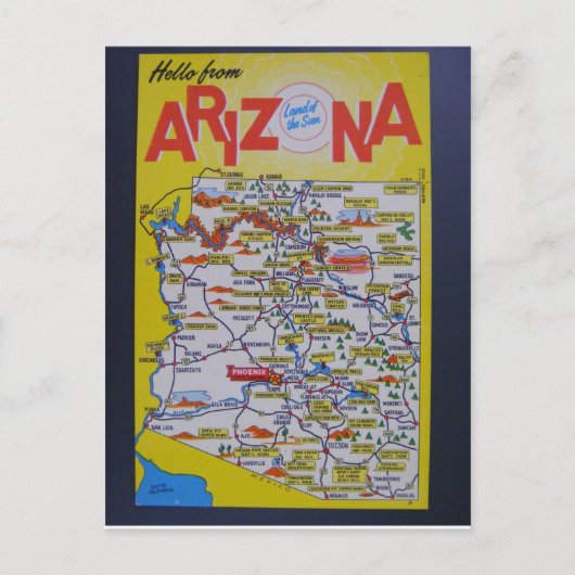 Postale Carte de l'État de l'Arizona (Devant)