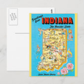 Postale Carte de l'État de l'Indiana (Devant / Derrière)