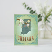 Postale Carte de l'état de l'Indiana - Vert (Debout devant)