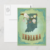 Postale Carte de l'état de l'Indiana - Vert (Devant / Derrière)