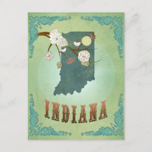 Postale Carte de l'état de l'Indiana - Vert