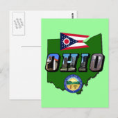 Postale Carte de l'état de l'Ohio, texte de l'image, drape (Devant / Derrière)