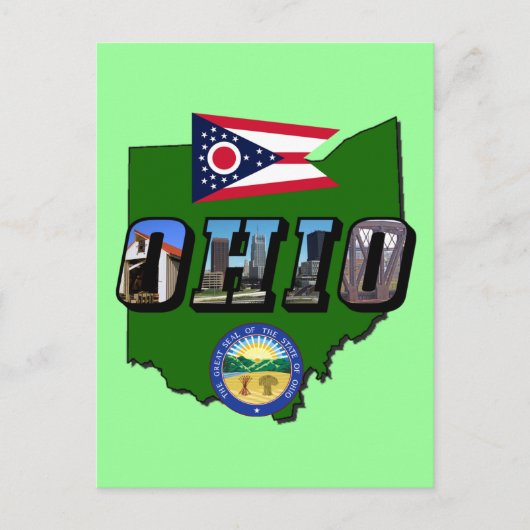 Postale Carte de l'état de l'Ohio, texte de l'image, drape (Devant)